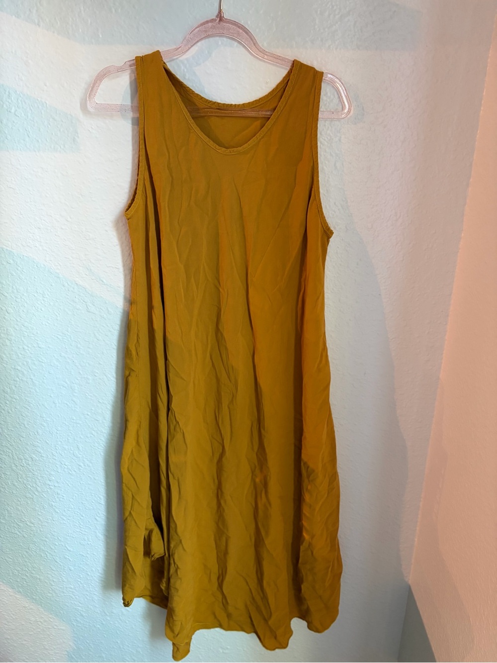 Sleeveless Midi Swing Dress in Mustard
